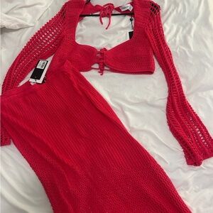 Pink Crochet Two-Piece Set